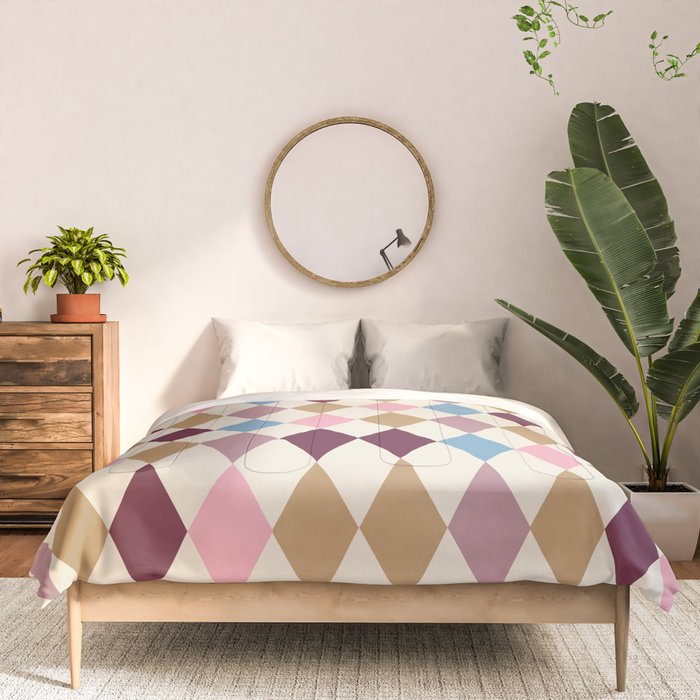 Pastel Retro Harlequin Diamonds Comforter Gallery Image 3