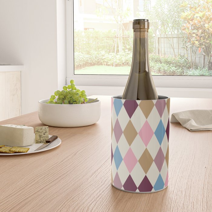 Pastel Retro Harlequin Diamonds Wine Chiller Gallery Image 4