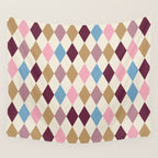 Pastel Retro Harlequin Diamonds Wall Tapestry Gallery Image 4