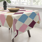 Pastel Retro Harlequin Diamonds Tablecloth Gallery Image 3