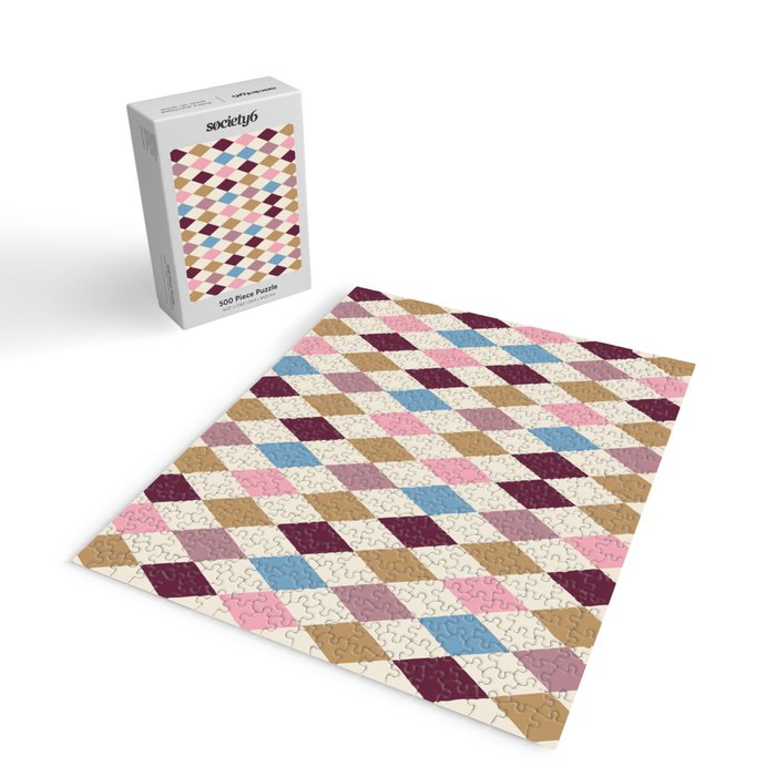Pastel Retro Harlequin Diamonds Jigsaw Puzzle Gallery Image 2
