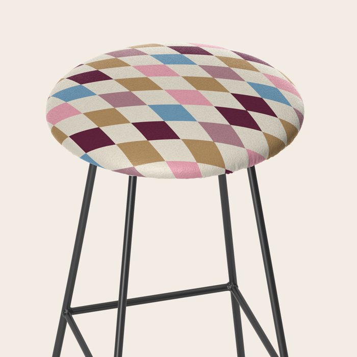 Pastel Retro Harlequin Diamonds Stool Gallery Image 2