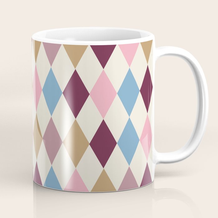 Pastel Retro Harlequin Diamonds Coffee Mug Gallery Image 1