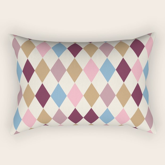 Pastel Retro Harlequin Diamonds Rectangular Pillow Gallery Image 1