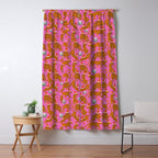 Fashionable cats with Christmas hats and gifts in fuchsia pink background  Window Curtain Gallery Image 5
