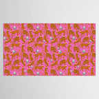 Fashionable cats with Christmas hats and gifts in fuchsia pink background  Tablecloth Gallery Image 2