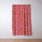 Fashionable cats with Christmas hats and gifts in fuchsia pink background  Window Curtain Gallery Image 3