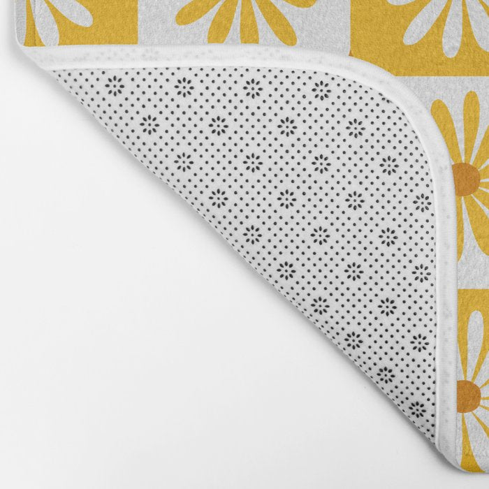 Checkered Daisies - Yellow Bath Mat Gallery Image 2