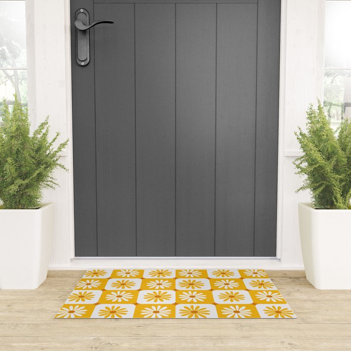 Checkered Daisies - Yellow Welcome Mat Gallery Image 3