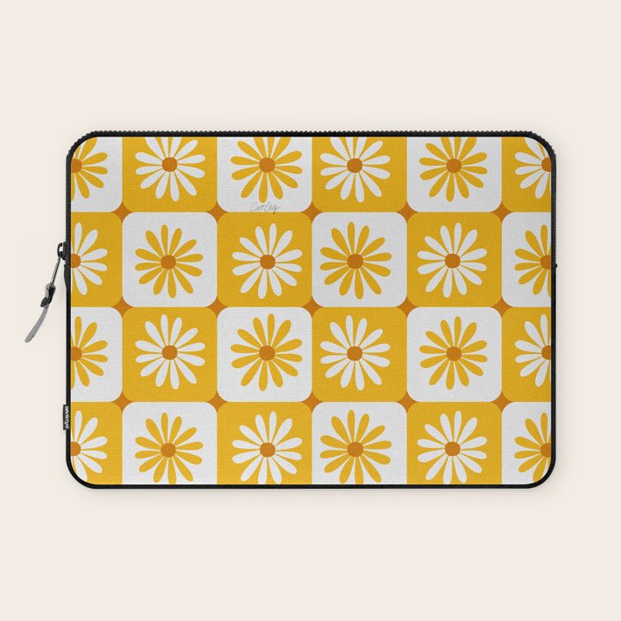 Checkered Daisies - Yellow Laptop Sleeve Gallery Image 1
