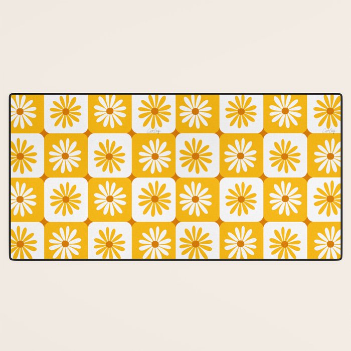 Checkered Daisies - Yellow Desk Mat Gallery Image 3