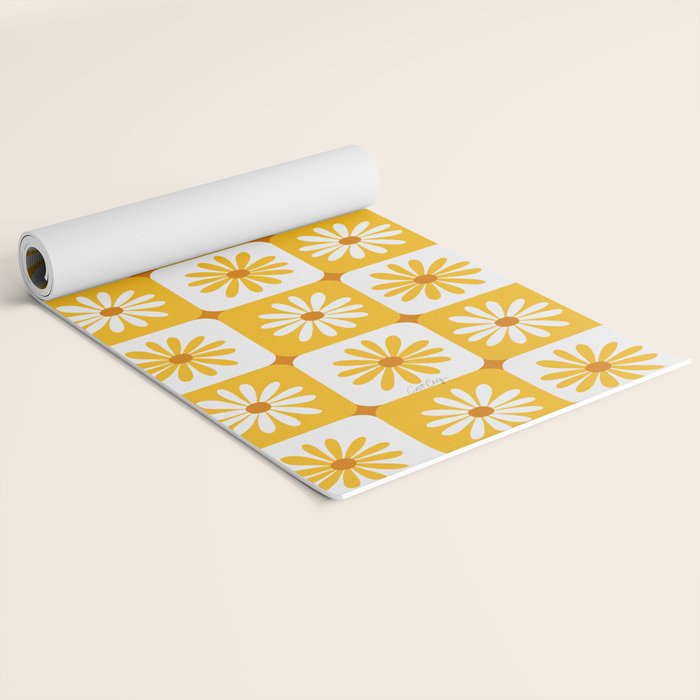 Checkered Daisies - Yellow Yoga Mat Gallery Image 2