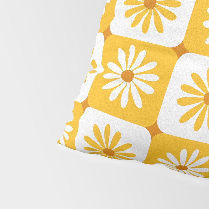Checkered Daisies - Yellow Pillow Sham Gallery Image 4