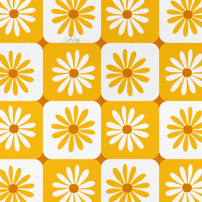 Checkered Daisies - Yellow Coffee Mug Gallery Image 2