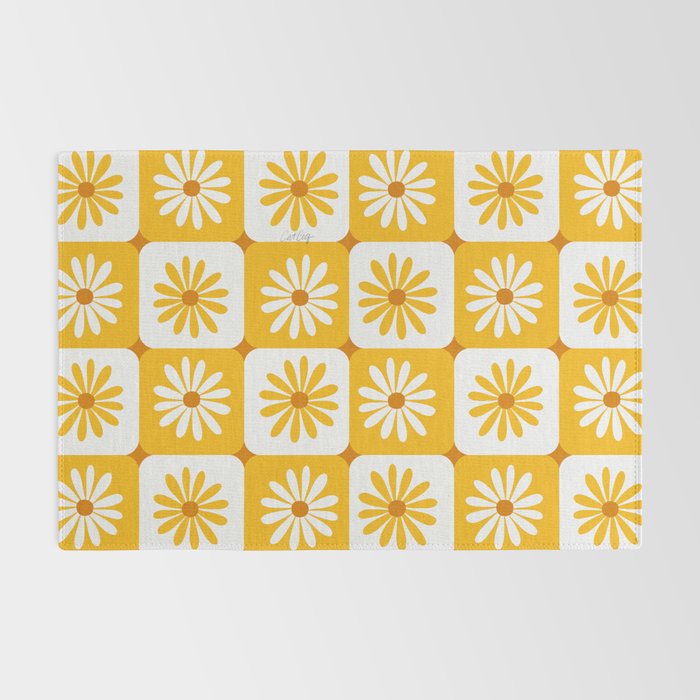 Checkered Daisies - Yellow Rug Gallery Image 2