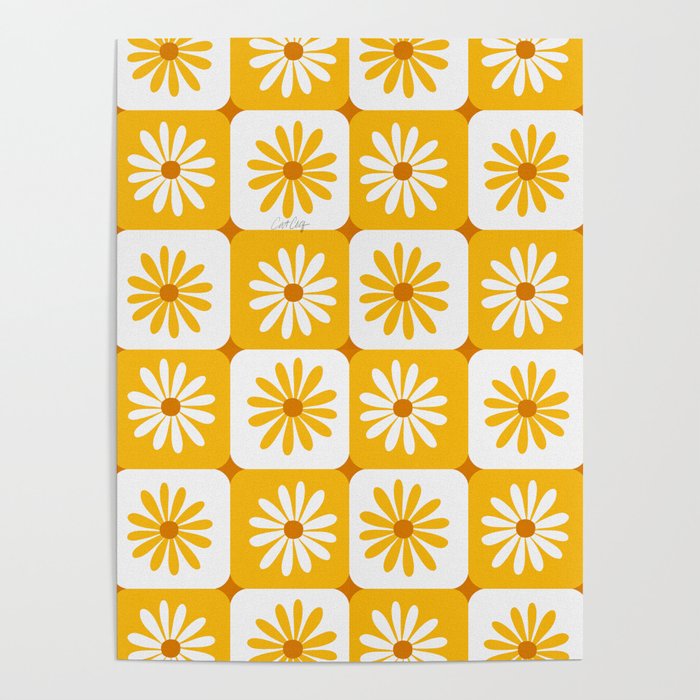 Checkered Daisies - Yellow Poster Gallery Image 1