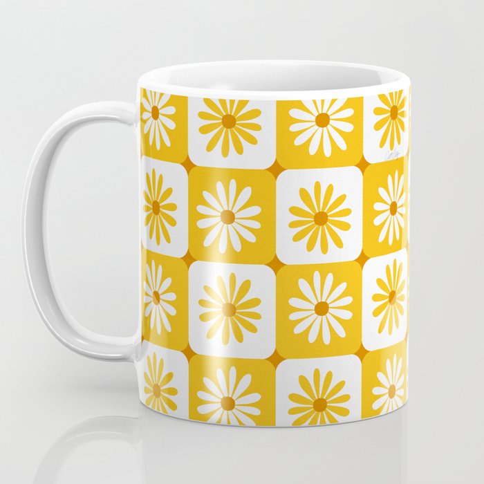 Checkered Daisies - Yellow Coffee Mug Gallery Image 3