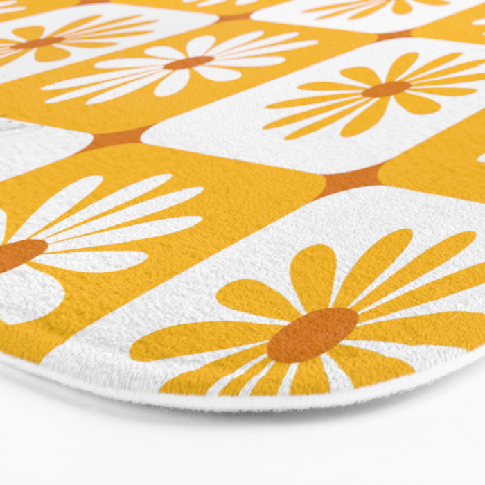 Checkered Daisies - Yellow Bath Mat Gallery Image 3