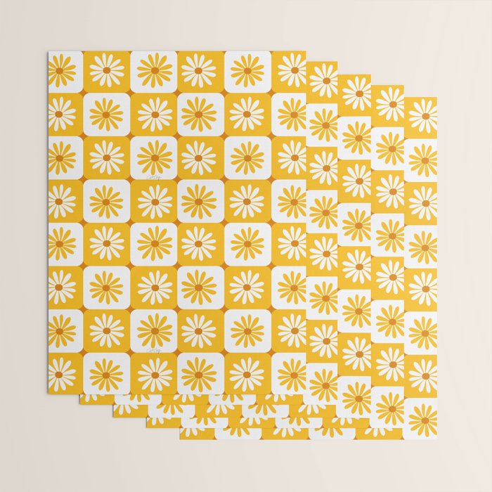 Checkered Daisies - Yellow Wrapping Paper Gallery Image 3