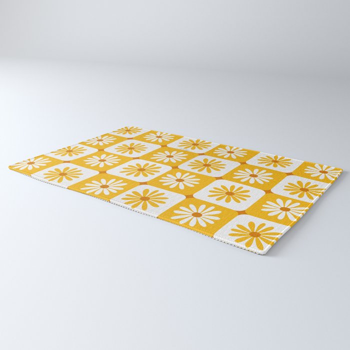 Checkered Daisies - Yellow Rug Gallery Image 3