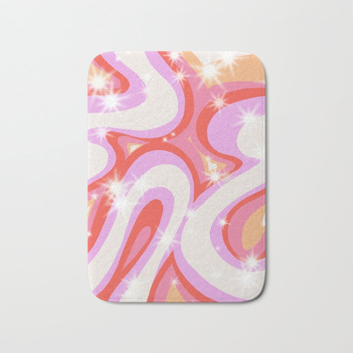 Groovy Party swirls pink Bath Mat Gallery Image 1