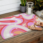 Groovy Party swirls pink Outdoor Rug Gallery Image 2