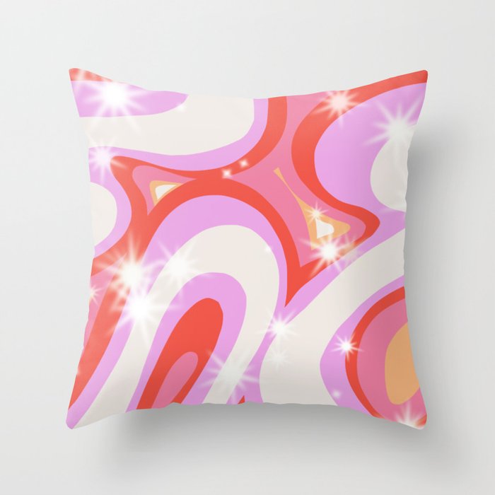 Groovy Party swirls pink Throw Pillow Gallery Image 6