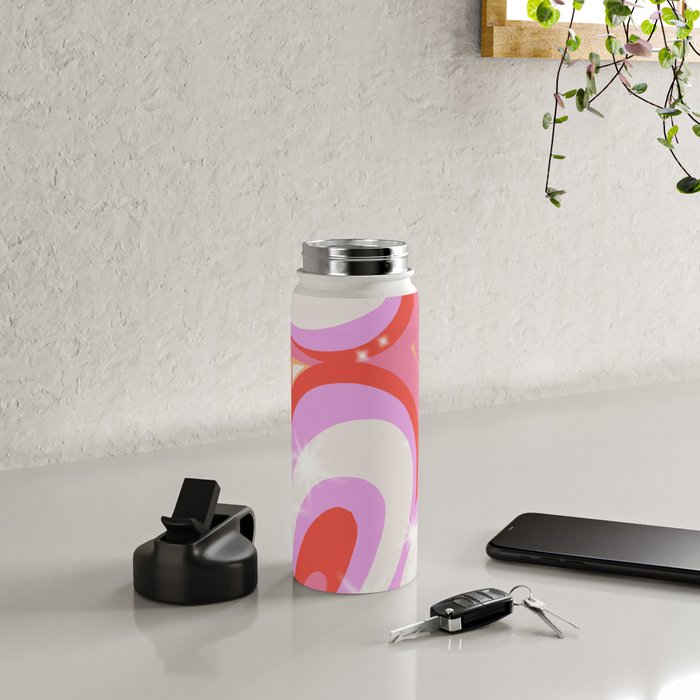 Groovy Party swirls pink Water Bottle Gallery Image 4
