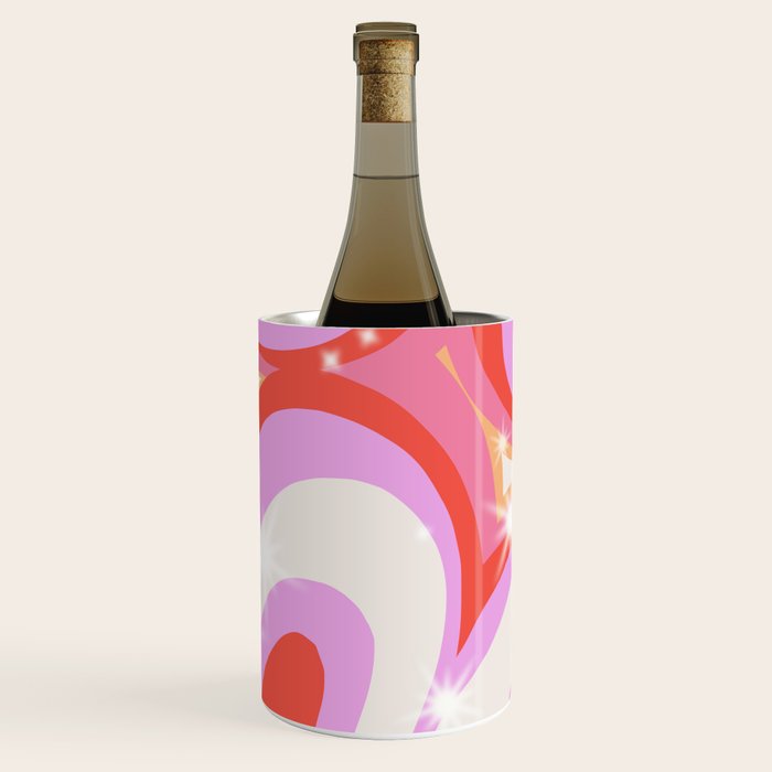 Groovy Party swirls pink Wine Chiller Gallery Image 1