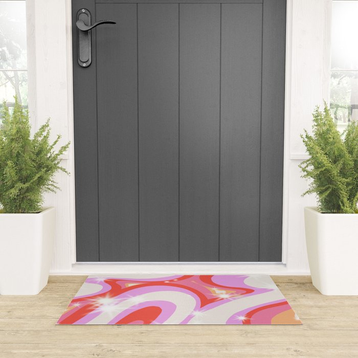 Groovy Party swirls pink Welcome Mat Gallery Image 3