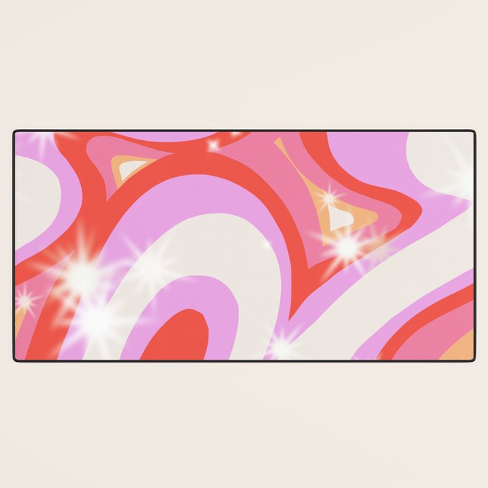 Groovy Party swirls pink Desk Mat Gallery Image 3