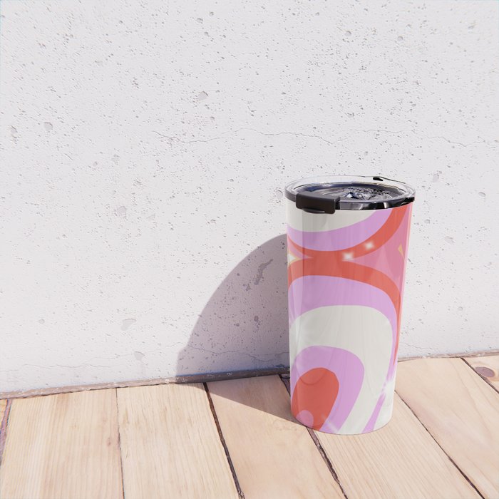 Groovy Party swirls pink Travel Mug Gallery Image 4