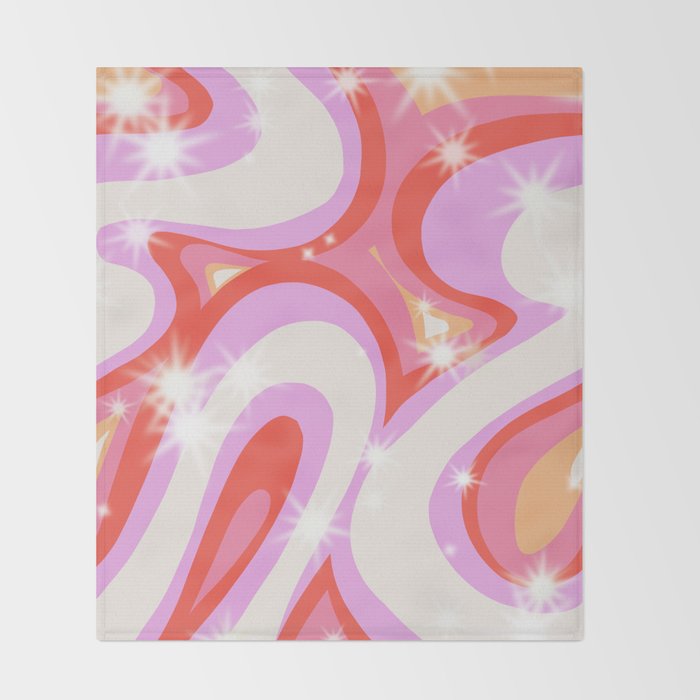 Groovy Party swirls pink Throw Blanket Gallery Image 2