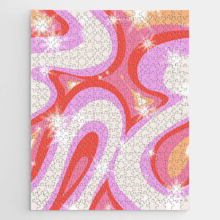 Groovy Party swirls pink Jigsaw Puzzle Gallery Image 1
