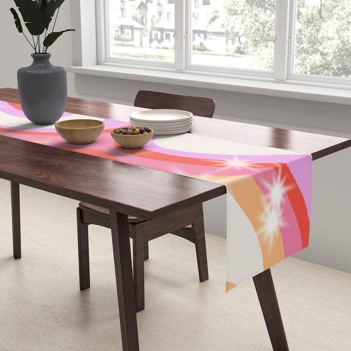 Groovy Party swirls pink Table Runner Gallery Image 2