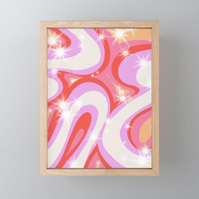 Groovy Party swirls pink Mini Art Print Gallery Image 1