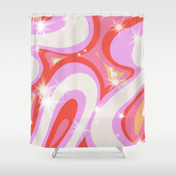 Groovy Party swirls pink Shower Curtain Gallery Image 1