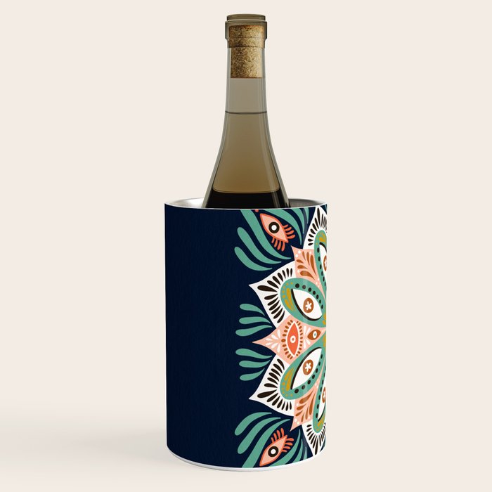 Floral Eye Mandala - Blue & Blush Wine Chiller Gallery Image 2