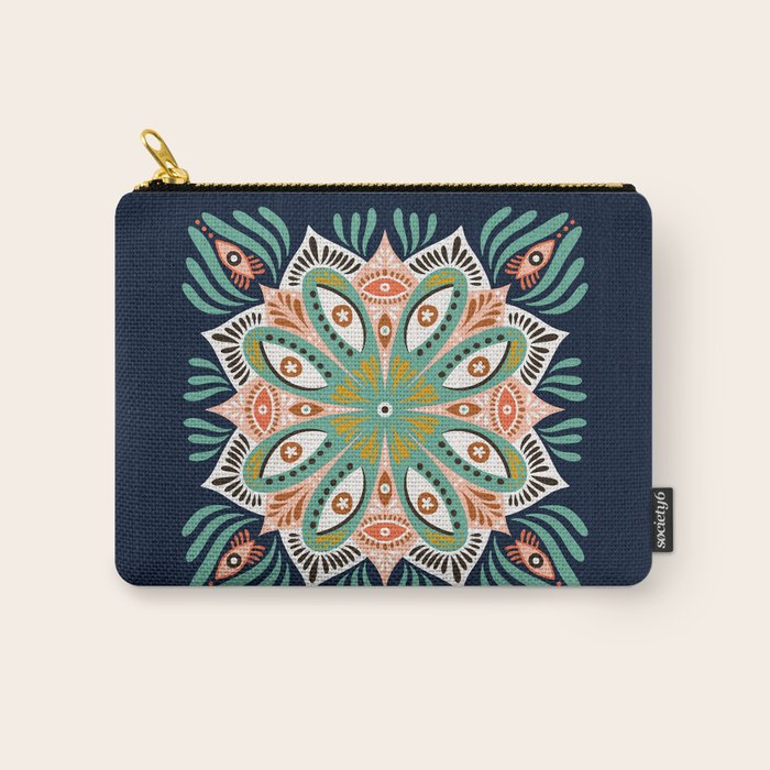 Floral Eye Mandala - Blue & Blush Carry All Pouch Gallery Image 1