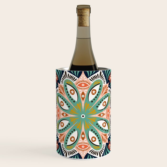 Floral Eye Mandala - Blue & Blush Wine Chiller Gallery Image 1