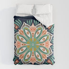 Floral Eye Mandala - Blue & Blush Duvet Cover Gallery Image 6