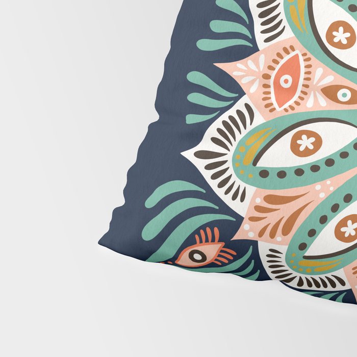 Floral Eye Mandala - Blue & Blush Pillow Sham Gallery Image 4