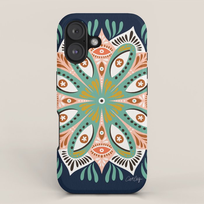 Floral Eye Mandala - Blue & Blush iPhone Case Gallery Image 1