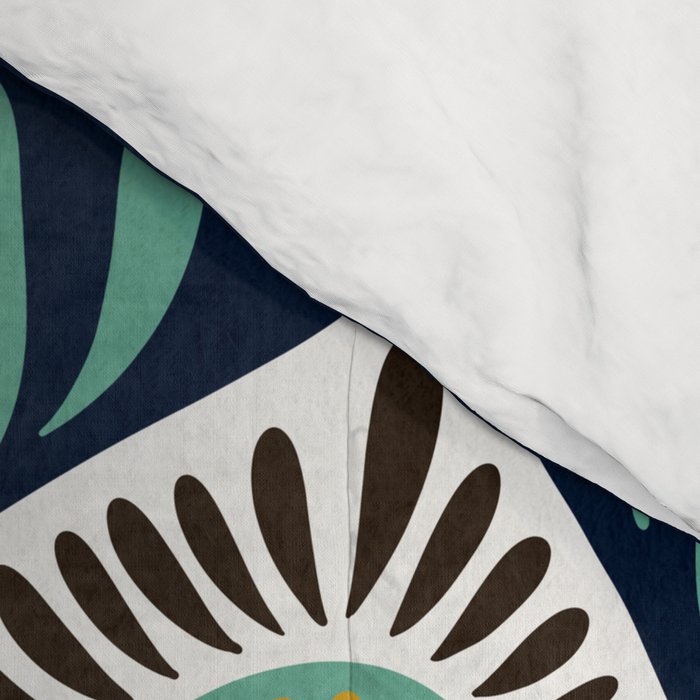 Floral Eye Mandala - Blue & Blush Comforter Gallery Image 4