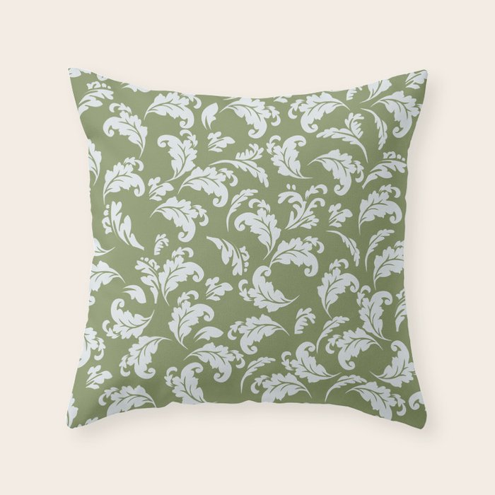 Elegant Epsom and Bit Of Blue Leaves Throw Pillow Gallery Image 1