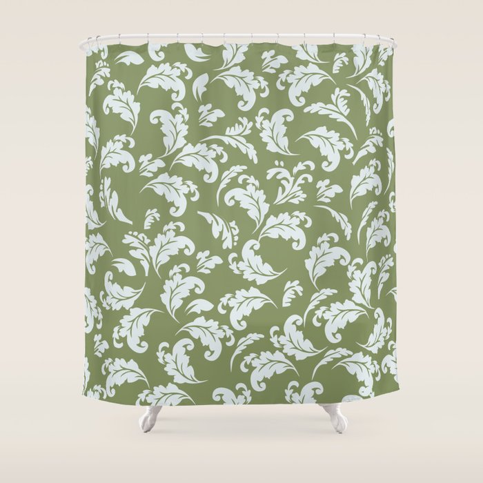 Elegant Epsom and Bit Of Blue Leaves Shower Curtain Gallery Image 1