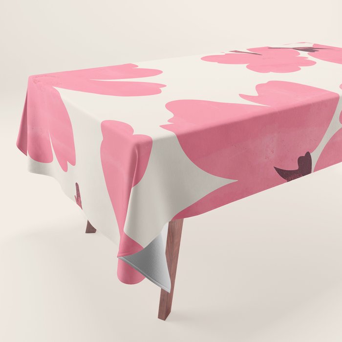 Soft Pink Flowers Tablecloth Gallery Image 1