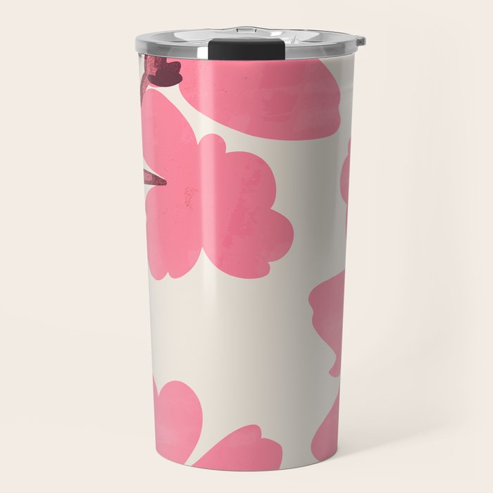 Soft Pink Flowers Travel Mug Gallery Image 1