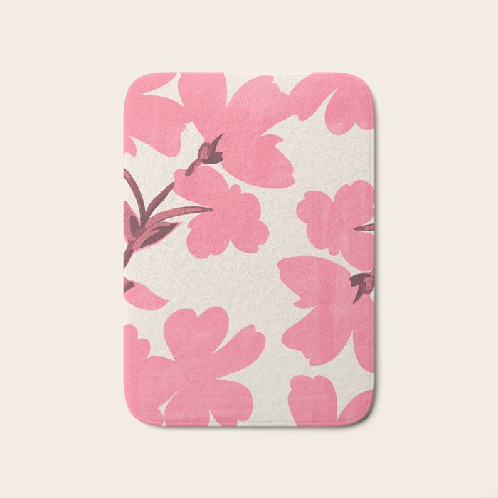 Soft Pink Flowers Bath Mat Gallery Image 1