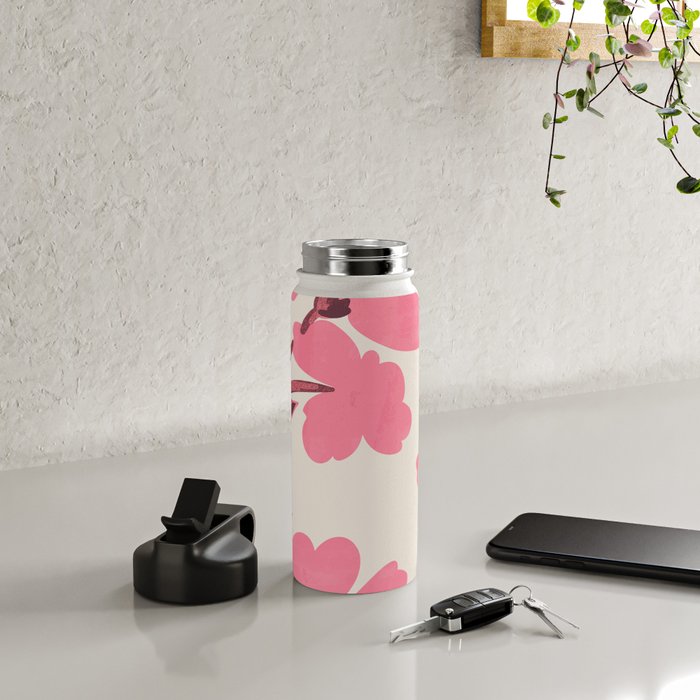 Soft Pink Flowers Water Bottle Gallery Image 4